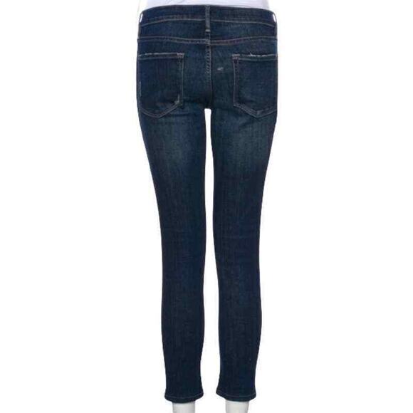 FRAME Dark Wash Destressed‎ Ripped Jeans Size 27 Le Skinny De Jeanne - Picture 4 of 9